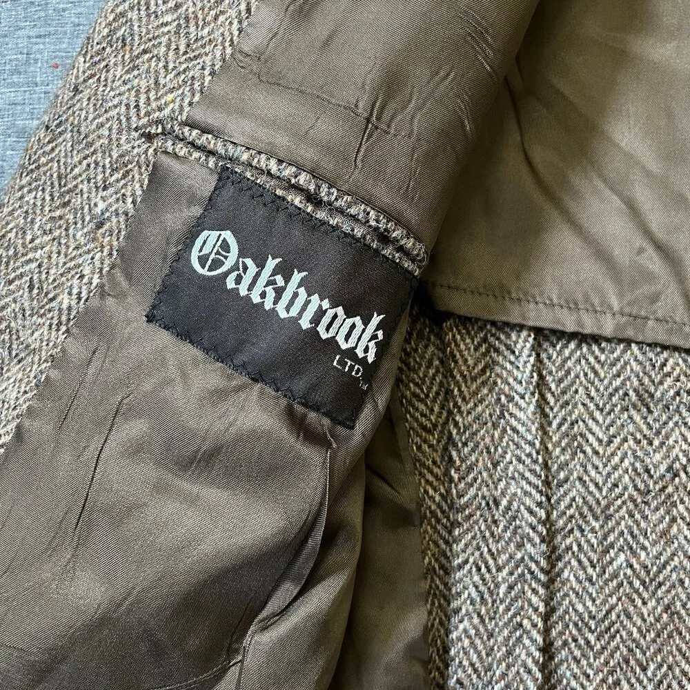 Harris Tweed Wool Herringbone Sport Coat Blazer - Men's Size 40 - Tan